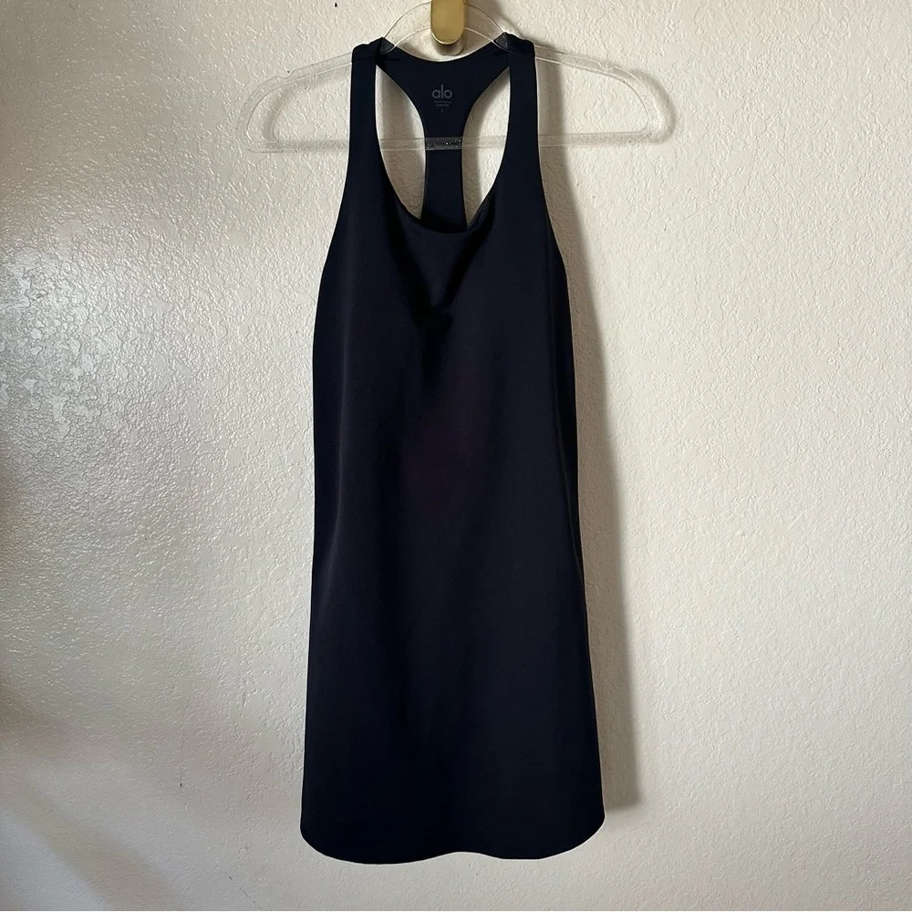 ALO Yoga Black Scoop Neck Racerback Mini Dress